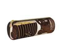 ULKMFFCF Popcorn and Film Equipment Trousse ronde imprimée en cuir avec fermeture éclair pour l'école, le bureau, les voyages et le maquillage, blanc, Taille unique, Cartable