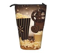 ULKMFFCF Popcorn and Film Equipment Trousse télescopique imprimée sur pied - Jolie trousse d'école, trousse de maquillage, trousse de maquillage, porte-stylo, Noir , Taille unique, Cartable
