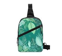 ULKMFFCF Sac à bandoulière avec imprimé violon et livre - Pour homme et femme - Pliable - Pour la course à pied, la randonnée, le cyclisme, les voyages, le travail, Feuilles vert turquoise, Taille
