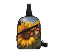 ULKMFFCF Sac à bandoulière avec imprimé violon et livre - Pour homme et femme - Pliable - Pour la course à pied, la randonnée, le cyclisme, les voyages, le travail, Tournesol avec papillon, Taille