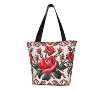 ULKMFFCF Sac à bandoulière imprimé citron jaune pour femme Sac à main Sac fourre-tout Sacs à provisions, Rose de style broderie ukrainien., Taille unique