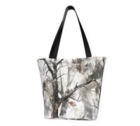 ULKMFFCF Sac à bandoulière imprimé golf noir et blanc pour femme Sac fourre-tout Sac à provisions, Camouflage Arbres Blancs, Taille unique