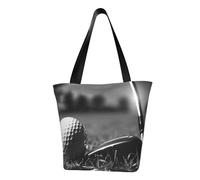 ULKMFFCF Sac à bandoulière imprimé golf noir et blanc pour femme Sac fourre-tout Sac à provisions, Noir Blanc Golf, Taille unique