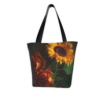 ULKMFFCF Sac à bandoulière imprimé golf noir et blanc pour femme Sac fourre-tout Sac à provisions, Tournesol et rose., Taille unique