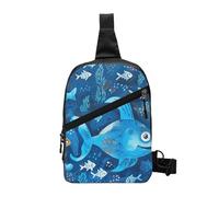 ULKMFFCF Sac à bandoulière imprimé guitare électrique pour homme et femme, sac de sport pliable pour course à pied, randonnée, cyclisme, voyage, travail, Joli poisson bleu, Taille unique, Sac de