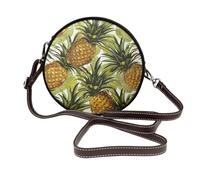 ULKMFFCF Sac à bandoulière rond en cuir imprimé hibou amusant pour femme et fille pour l'école, le travail, les voyages, Ananas exotiques tropicaux, Taille unique