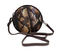 ULKMFFCF Sac à bandoulière rond en cuir imprimé lamantins des Antilles pour femmes et filles pour l'école, le travail, les voyages, Peau de serpent, Taille unique