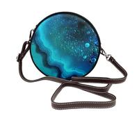 ULKMFFCF Sac à bandoulière rond en cuir imprimé léopard marron pour femmes et filles, sac à bandoulière pour l'école, le travail, les voyages, Bleu turquoise vif., Taille unique