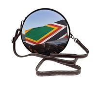 ULKMFFCF Sac à bandoulière rond imprimé balle de sport pour femmes filles sac à bandoulière en cuir pour l'école, le travail, les voyages, Drapeau Afrique du Sud., Taille unique