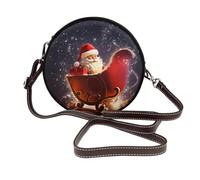 ULKMFFCF Sac à bandoulière rond imprimé cupcake pour femmes et filles, sac à bandoulière en cuir pour l'école, le travail, les voyages, Christmas Magic, Taille unique