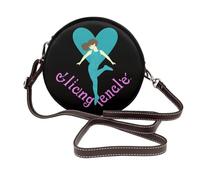 ULKMFFCF Sac à bandoulière rond imprimé léopard pour femmes et filles, sac à bandoulière en cuir pour l'école, le travail, les voyages, I Love Gymnastics, Taille unique