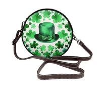 ULKMFFCF Sac à bandoulière rond imprimé léopard pour femmes et filles, sac à bandoulière en cuir pour l'école, le travail, les voyages, Happy St Patrick's Day, Taille unique