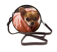 ULKMFFCF Sac à bandoulière rond imprimé parcours de golf pour femmes et filles, sac à bandoulière en cuir pour l'école, le travail, les voyages, Chihuahua déprimé., Taille unique