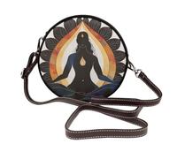 ULKMFFCF Sac à bandoulière rond imprimé pattes de chien pour femmes filles sac à bandoulière en cuir pour l'école, le travail, les voyages, Yoga et méditation, Taille unique