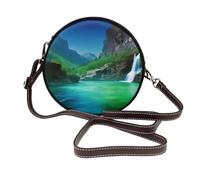 ULKMFFCF Sac à bandoulière rond imprimé paysage de parc pour femmes et filles, sac à bandoulière en cuir pour l'école, le travail, les voyages, Merveilles naturelles, Taille unique