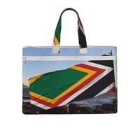 ULKMFFCF Sac à documents en toile imprimée drapeau de l'Espagne avec fermeture éclair et poignée pour l'école, le bureau, les voyages, Drapeau Afrique du Sud., Taille unique