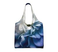 ULKMFFCF Sac fourre-tout coloré en toile imprimée conques et coquillages pour femme, sac à main réutilisable, sac à bandoulière pour l'école, le travail, les voyages, Fleur bleue et blanche., Taille