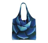 ULKMFFCF Sac fourre-tout coloré en toile imprimée conques et coquillages pour femme, sac à main réutilisable, sac à bandoulière pour l'école, le travail, les voyages, Fleur de plante bleue, Taille
