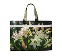 ULKMFFCF Sac fourre-tout en toile imprimée avec fermeture éclair et poignée pour l'école, le bureau, les voyages, Lys en fleurs, Taille unique