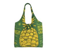 ULKMFFCF Sac fourre-tout en toile imprimée de partitions de musique pour femme, sac à main réutilisable, sac à bandoulière pour l'école, le travail, les voyages, Citation psychologique ananas., Taille