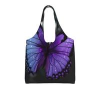 ULKMFFCF Sac fourre-tout en toile imprimée de partitions de musique pour femme, sac à main réutilisable, sac à bandoulière pour l'école, le travail, les voyages, Purple Butterfly Art, Taille unique