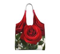ULKMFFCF Sac fourre-tout en toile imprimée de partitions de musique pour femme, sac à main réutilisable, sac à bandoulière pour l'école, le travail, les voyages, Art de la rose rouge, Taille unique