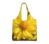 ULKMFFCF Sac fourre-tout en toile imprimée girafe pour femme, sac à main réutilisable, sac à bandoulière pour l'école, le travail, les voyages, Tableau Fleur Jaune, Taille unique