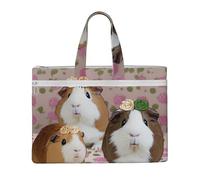ULKMFFCF Sac fourre-tout en toile imprimée tête de mort squelette pour Halloween, sac à main, porte-documents avec poignée pour l'école, le bureau, les voyages, Cochons d'Inde et cupcakes, Taille