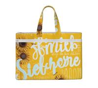 ULKMFFCF Sac fourre-tout en toile imprimée tête de mort squelette pour Halloween, sac à main, porte-documents avec poignée pour l'école, le bureau, les voyages, Bonjour ensoleillé., Taille unique