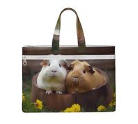 ULKMFFCF Sac fourre-tout en toile imprimée tête de mort squelette pour Halloween, sac à main, porte-documents avec poignée pour l'école, le bureau, les voyages, Cochons d'Inde., Taille unique