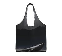 ULKMFFCF Sac fourre-tout en toile imprimée tournesol jaune pour femme, sac à main réutilisable, sac à bandoulière pour l'école, le travail, les voyages, Baleine pleine lune, Taille unique