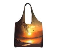 ULKMFFCF Sac fourre-tout en toile imprimée tournesol jaune pour femme, sac à main réutilisable, sac à bandoulière pour l'école, le travail, les voyages, sunset, Taille unique