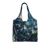 ULKMFFCF Sac fourre-tout en toile imprimée tournesol jaune pour femme, sac à main réutilisable, sac à bandoulière pour l'école, le travail, les voyages, Tokyo City, Taille unique