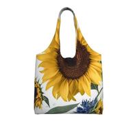 ULKMFFCF Sac fourre-tout en toile imprimée tournesol jaune pour femme, sac à main réutilisable, sac à bandoulière pour l'école, le travail, les voyages, Impression tournesol, Taille unique