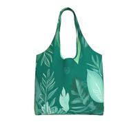 ULKMFFCF Sac fourre-tout en toile imprimée tournesol jaune pour femme, sac à main réutilisable, sac à bandoulière pour l'école, le travail, les voyages, Feuilles vert turquoise, Taille unique