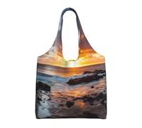 ULKMFFCF Sac fourre-tout en toile imprimée tournesol jaune pour femme, sac à main réutilisable, sac à bandoulière pour l'école, le travail, les voyages, Sunset Clouds Coast Hawaï, Taille unique