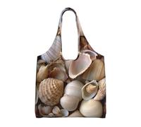 ULKMFFCF Sac fourre-tout en toile imprimée tournesol jaune pour femme, sac à main réutilisable, sac à bandoulière pour l'école, le travail, les voyages, Divers coquillages, Taille unique