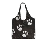 ULKMFFCF Sac fourre-tout réutilisable en toile imprimée cochons d'Inde et cupcakes pour femme, sac à main de courses, sac à bandoulière pour l'école, le travail, les voyages, Empreintes de pattes de