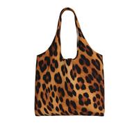 ULKMFFCF Sac fourre-tout réutilisable en toile imprimée de plantes et de fleurs pour femme, sac à bandoulière pour l'école, le travail, les voyages, imprimé léopard, Taille unique