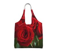 ULKMFFCF Sac fourre-tout réutilisable en toile imprimée soleil, papillons, fleurs pour femme, sac à main pour l'école, le travail, les voyages, Imprimé rose rouge, Taille unique