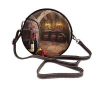 ULKMFFCF San Francisco Sac à bandoulière rond imprimé pour femme et fille en cuir pour l'école, le travail, les voyages, Cave à vin rouge, Taille unique