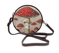 ULKMFFCF San Francisco Sac à bandoulière rond imprimé pour femme et fille en cuir pour l'école, le travail, les voyages, Champignon rouge et blanc, Taille unique