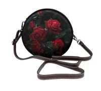 ULKMFFCF San Francisco Sac à bandoulière rond imprimé pour femme et fille en cuir pour l'école, le travail, les voyages, Roses rouges., Taille unique
