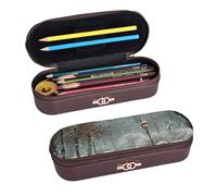 ULKMFFCF Snow Falling in The Park Trousse à crayons rigide en cuir synthétique avec fermeture éclair pour l'école, le bureau, les voyages et le maquillage, Noir , Taille unique, Cartable