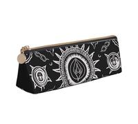 ULKMFFCF Supernatural Symbols Trousse à crayons en cuir avec motif triangle imprimé noir - Jolie pochette zippée pour l'école, le bureau, les voyages et le maquillage, blanc, Taille unique, Cartable