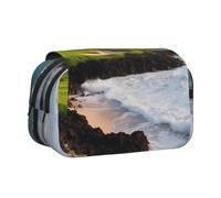 ULKMFFCF Trousse à crayons à rabat double couche pour étudiants, fournitures scolaires, voyage, Terrain de golf hawaïen, Taille unique, Cartable