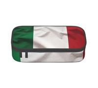 ULKMFFCF Trousse à crayons avec compartiments - Grande capacité - Motif drapeau de l'Italie - Pour l'école, le bureau, les voyages, Noir , Taille unique, Cartable