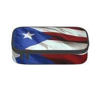 ULKMFFCF Trousse à crayons avec compartiments - Grande capacité - Motif drapeau de Porto Rico - Pour l'école, le bureau, les voyages, Noir , Taille unique, Cartable