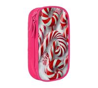 ULKMFFCF Trousse à crayons avec fermeture éclair pour étudiants, motif de canne à sucre d'orge dans la neige, noire, grande capacité, rose, Taille unique, Cartable