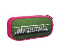 ULKMFFCF Trousse à crayons avec fermeture éclair pour l'école, le bureau, les voyages et le maquillage - Motif terrain de football vert - Noir, rose, Taille unique, Cartable